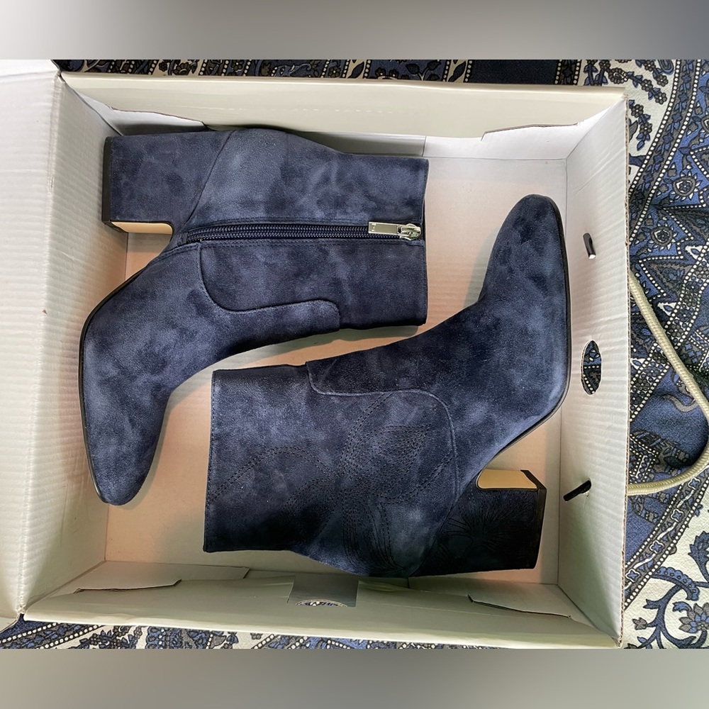 Marc Fisher Navy Suede Ankle Boots